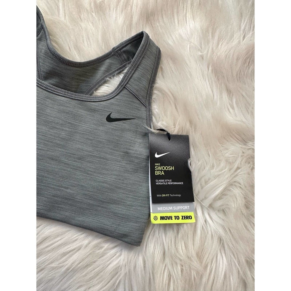 NWT Nike Swoosh Gray Racerback Sport Bra - Picture 4 of 5